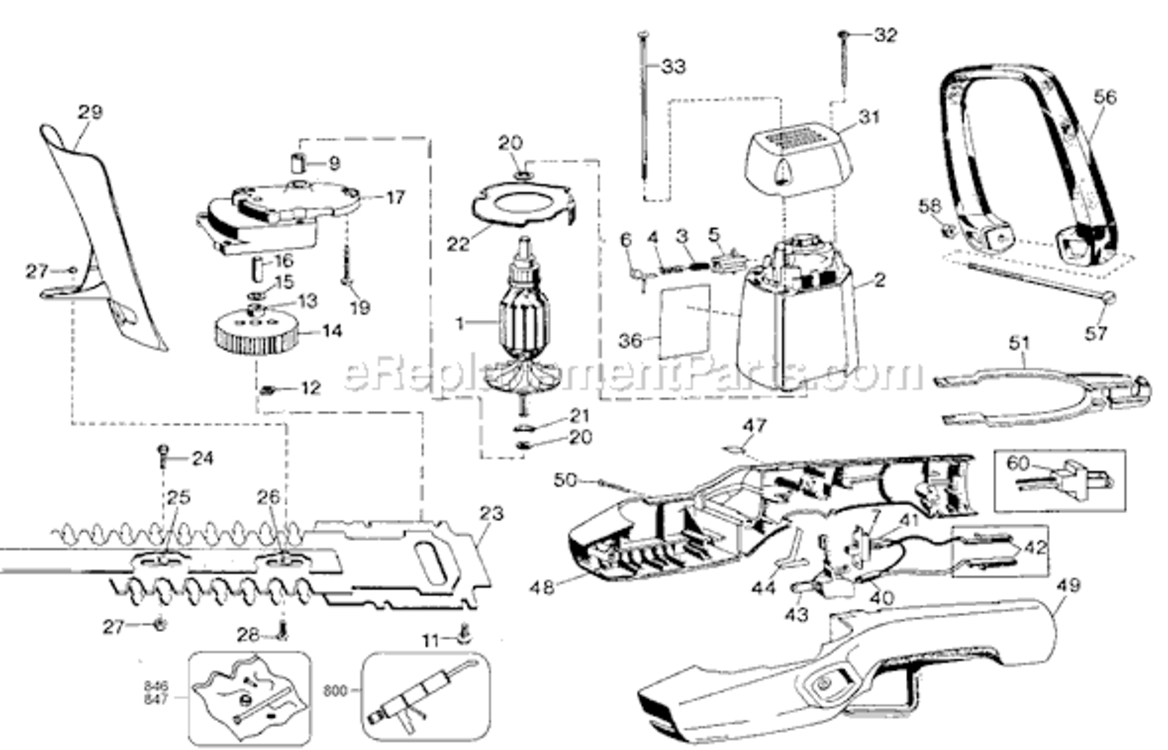Page A Diagram and Parts List for 8134-04 Type 2 Black and Decker Hedge Trimmer